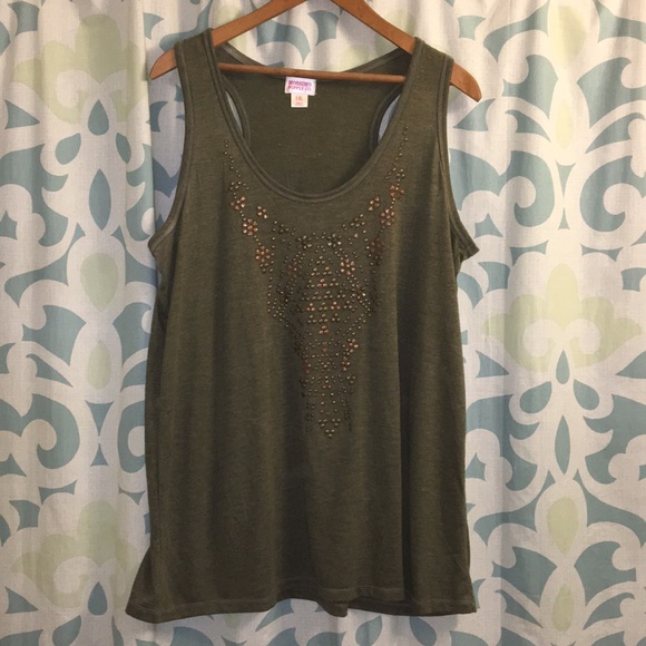 Mossimo Supply Co. Tops - Olive embellished Tank top